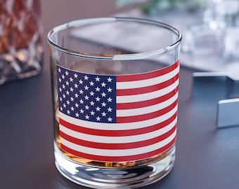 アメリカ建国250周年記念ウイスキーグラス：エッチング加工ロック