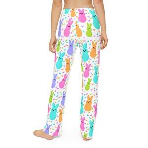 Easter themed Pj pants, Kids Pajama Pants, Easter pjs, Easter, pjs, festive pjs, for her, colorful, bunnies, pajama pants, colorful bunnies image 4