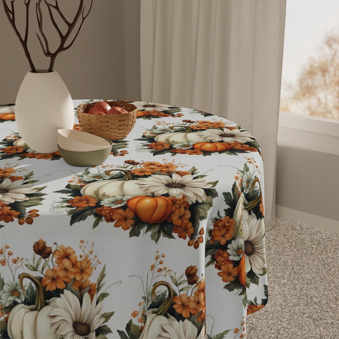 Tablecloth Fall Floral Table Pumpkin Decorative Home Decor Thanksgiving ...