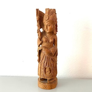 Vintage Hand-Carved Wood Vishnu Statue - Indonesian Art
