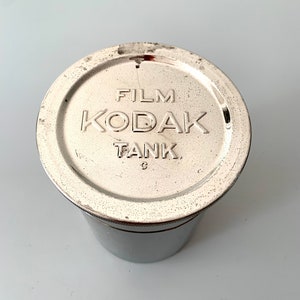 Vintage Chrome Kodak Film Tank w/ Film Reel, Film Processing Container, Photography Collectible