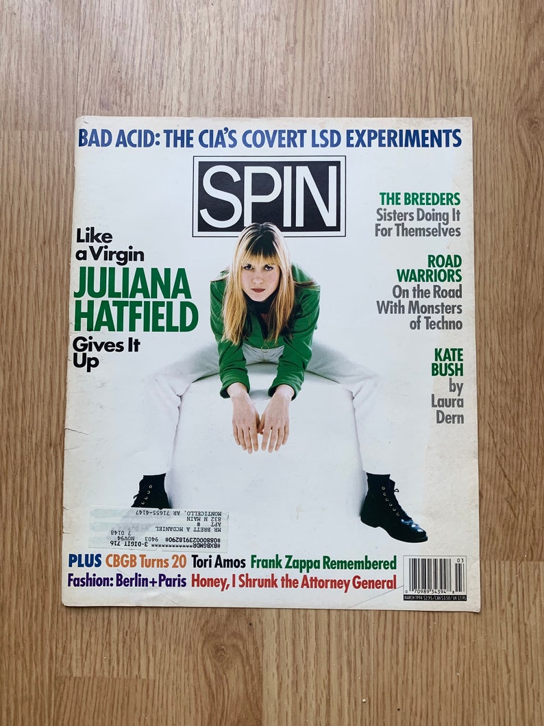 Vintage 1994 Spin Magazine Cover featuring Juliana Hatfield...Cover Only image 1