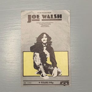 Very Rare 1977 Joe Walsh Press Kit Sticker Unused, 4 Tracks EP Advertising
