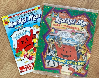 Vintage Kool-Aid Man Comic Book Lot: 1987 & Sealed 1988 Wacky Pack Promo