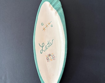 Vintage 1961 Lota Snow Hand-Painted Ceramic Ashtray, Mid-Century Modern Trinket Dish