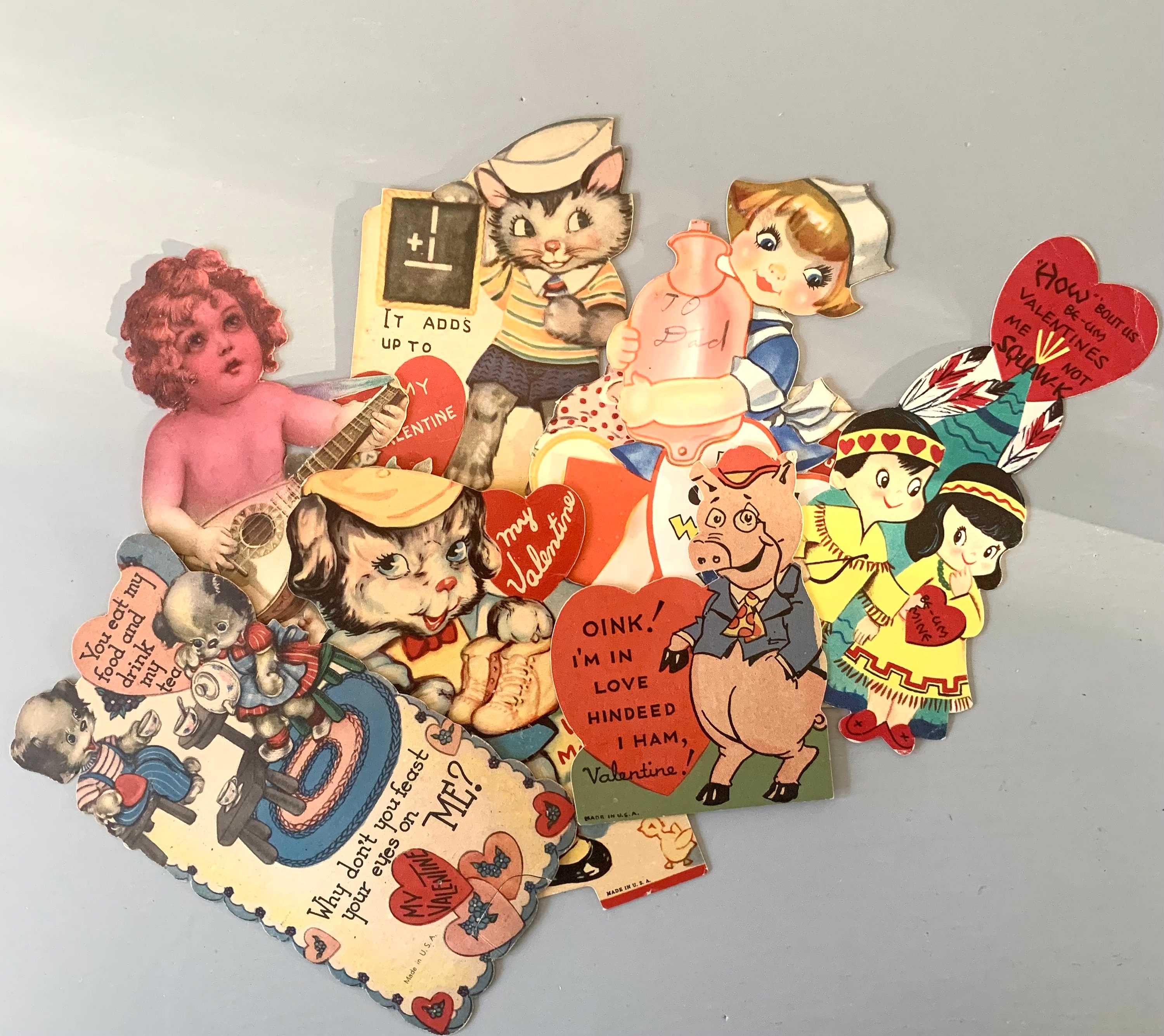 Vintage Valentine's Day Card with Die Cut Fold-Out Burglar and