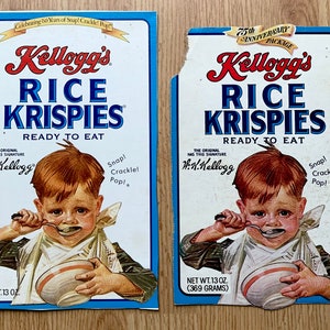 Vintage Kellogg’s Rice Krispies Cereal Box Fronts, Vintage 80’s Cereal