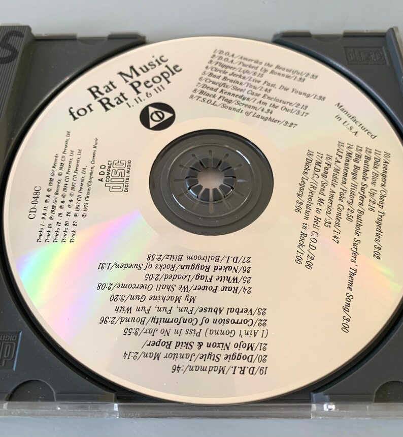 Rare Vintage Punk Music Compilation CD, “Rat Music for Rat People Vol.1,2&3”, Used, 80’s