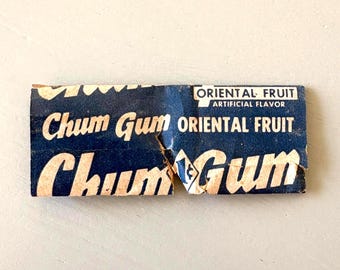 Vintage 1940's Chum Gum "Oriental Fruit" Chewing Gum Wrapper
