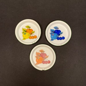 3 Vintage Painted Fruit Ceramic Ashtrays, Personal Size Sonsco Ashtrays, Made in Japan