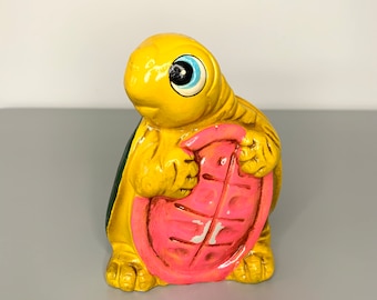 Vintage 60’s/70’s Chalkware Turtle Coin Bank, Kitschy Collectible Bank