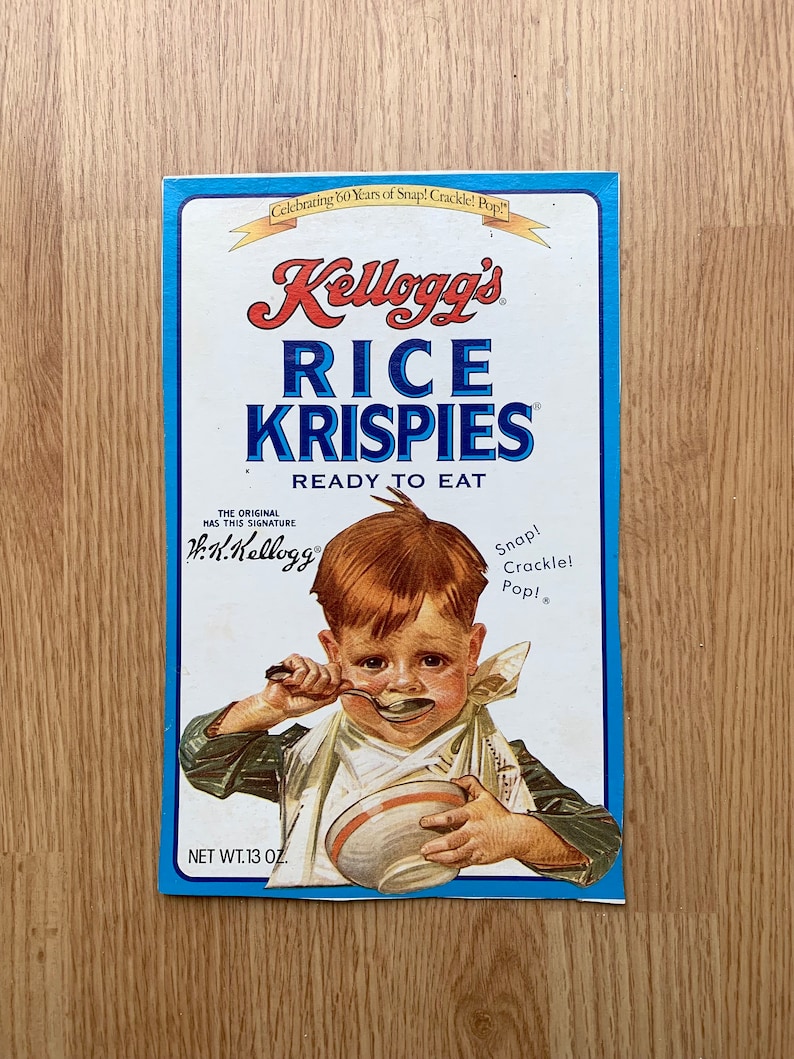 Vintage Kellogg’s Rice Krispies Cereal Box Fronts, Vintage 80’s Cereal ...