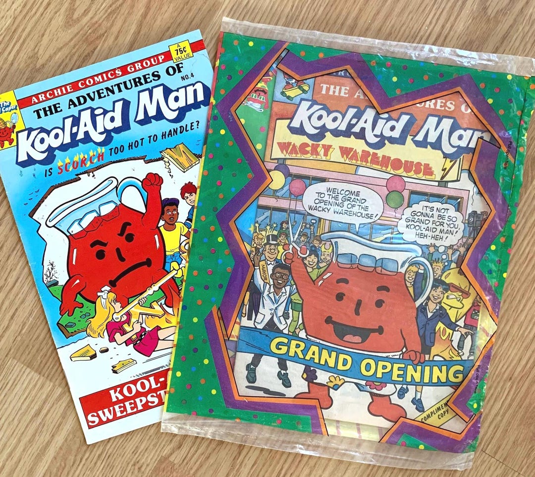 Vintage Kool-aid Man Comic Book Lot: 1987 & Sealed 1988 Wacky Pack ...