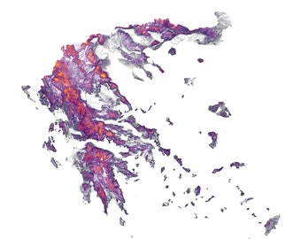 Topography of Greece Map Print