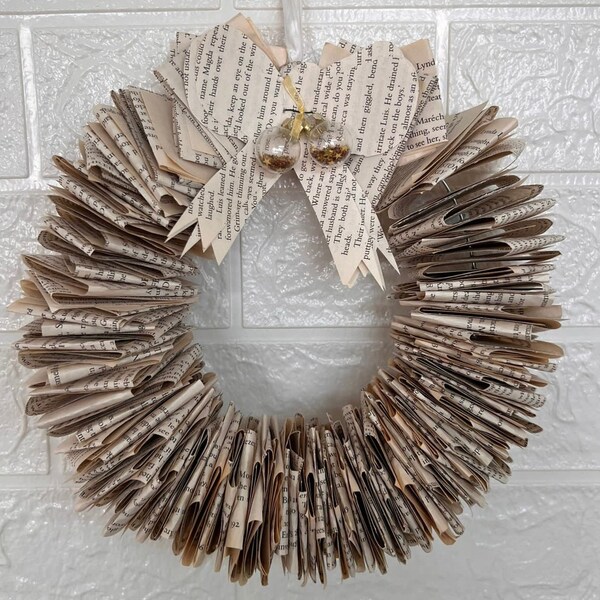 Recycled book wreath