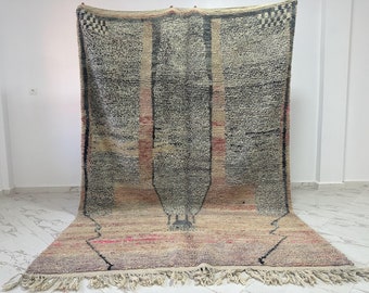 Alfombra marroquí abstracta personalizada, alfombra Beni Ourain, alfombra marroquí Boujaad, alfombra suave, alfombra Boho