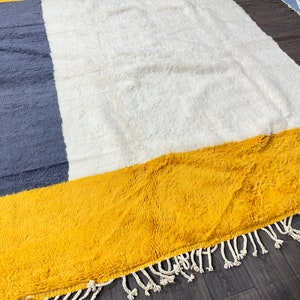 Authentic Moroccan Rug, Beni Ourain Rug, Handmade Rug, Custom Moroccan Rug, Handwoven Rug, Black And Yellow Rug image 9