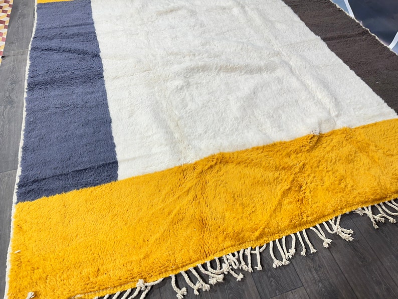 Authentic Moroccan Rug, Beni Ourain Rug, Handmade Rug, Custom Moroccan Rug, Handwoven Rug, Black And Yellow Rug image 9