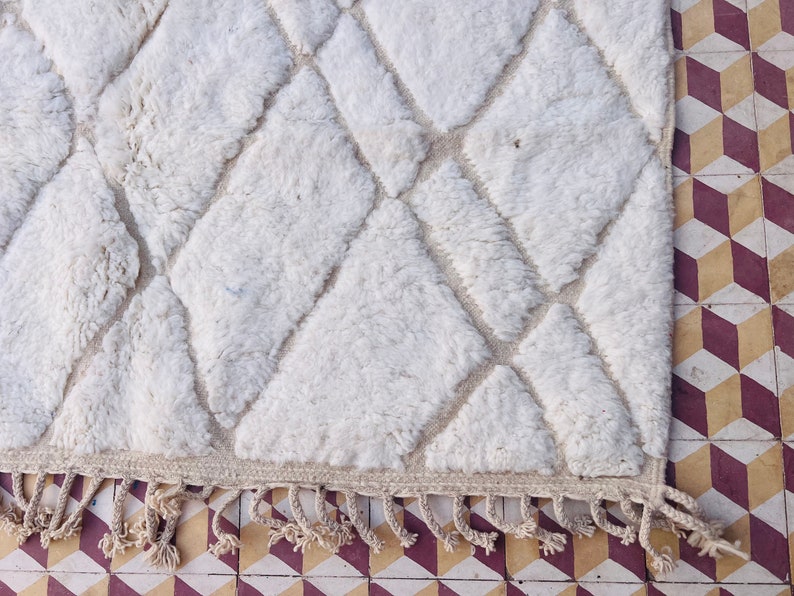 Moroccan Rug, Beni Ourain Carpet, Berber Area Rug, Geometric Rug, Handmade Rug, Bedroom Rug image 3