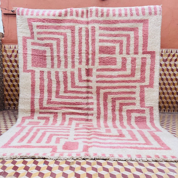 Pink Moroccan Rug, Wool Moroccan Rug, Berber Rug, Pink Wool Rug,