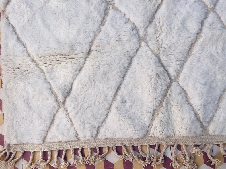 Moroccan Rug, Beni Ourain Carpet, Berber Area Rug, Geometric Rug, Handmade Rug, Bedroom Rug image 4