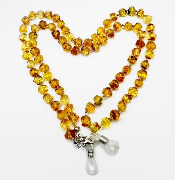 Handmade Eyeglass Chain - Glasses Holder with Baltic Amber - Eyewear Holder in 2 Colors