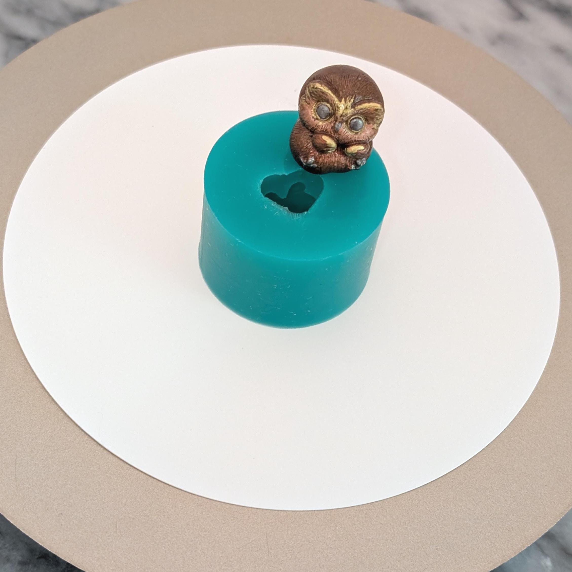 Small Sitting Owl Silicone Mold, Polymer Clay Resin Casting, Fairy Garden Figurine