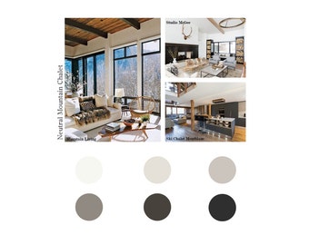 Sherwin Williams, palette de six couleurs de peinture d'intérieur neutre pour chalet de montagne + guides de peinture