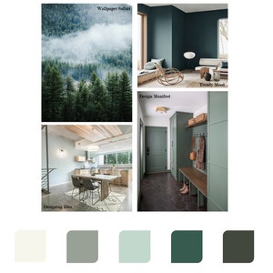 Benjamin Moore, Misty Pine Five Color Interior Paint Scheme + Painting Guides