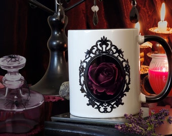 Gothic Victorian Rose Accent Coffee Mug, 11 oz - Gift for her, Birthday, Holiday