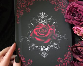 Red Rose Hardcover Gothic Journal | Dark Victorian Floral Goth Notebook | Timeless Elegant gift | Romantic Love letters gift Diary
