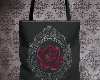 Sac fourre-tout rose gothique - sac gothique esthétique - sac à bandoulière - sac fourre-tout floral - sac gothique - cadeau victorien moderne