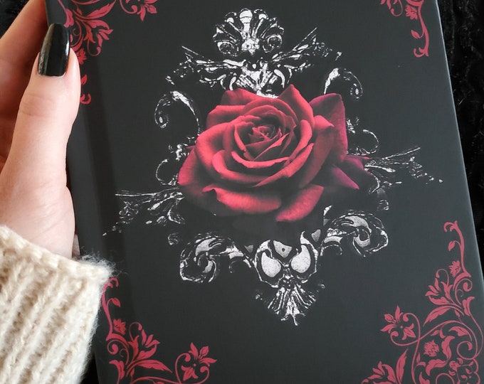Red Rose Hardcover Gothic Journal | Dark Victorian Floral Goth Notebook | Timeless Elegant gift | Romantic Love letters gift Diary