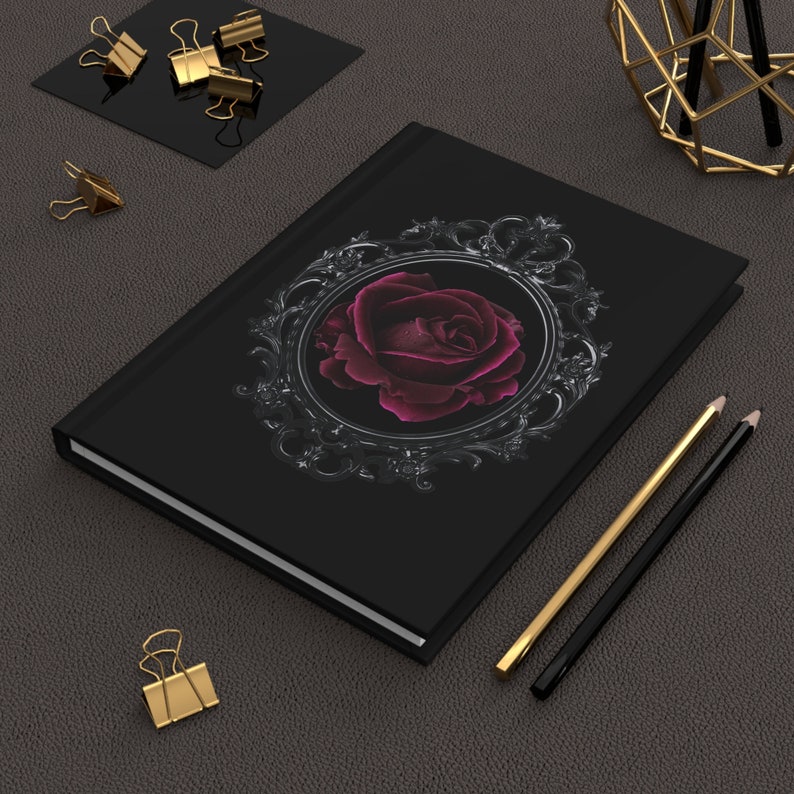 Gothic Rose Hardcover Journal Dark Victorian Floral Notebook Etsy