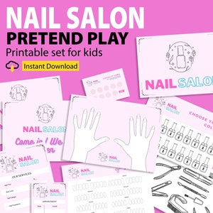 Pretend Play Nail Salon Printable, Kids Manicure Play, Kids Pretend Play Nail Salon, Dramatic Play for Kids,