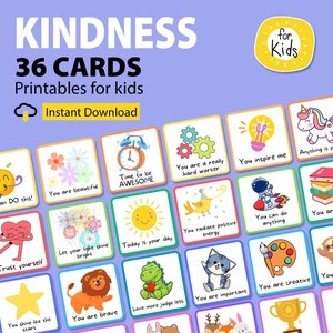 Tarjetas de bondad imprimibles para niños, tarjetas de cumplido, tarjetas de amistad imprimibles, tarjetas de positividad, tarjetas de amistad, tarjetas de lonchera