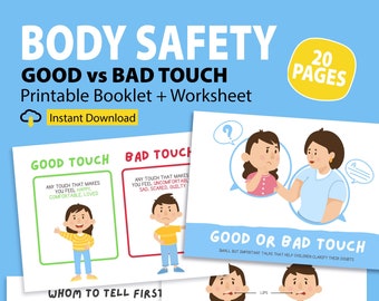 Good and Bad Touch Learning Printable Booklet, Teaching Body Safety to Children, Body Boundaries for Children