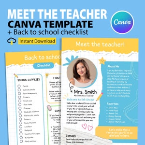 Plantilla CANVA Meet The Teacher, Meet The Teacher Kindergarten, Carta Meet The Teacher, Regreso a la escuela, Plantilla para maestros