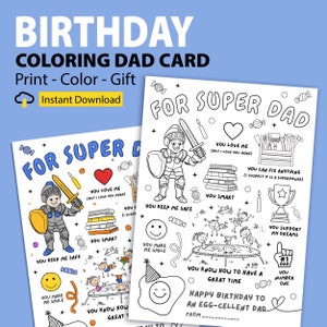 お父さんの誕生日の塗り絵カード、印刷可能なお父さんの誕生日カード、お父さんのための DIY 誕生日カード、お父さんの誕生日の塗り絵ページ