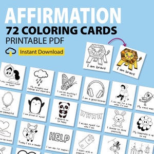Coloring Affirmations for Kids, Empowering Kids Affirmations Cards, Positive Growth Mindset, Inspiring Quotes, Children's Mantra