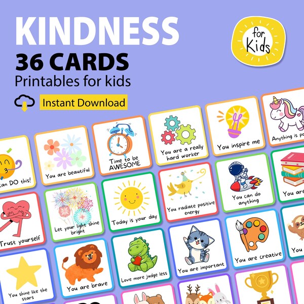 Printable Kindness Cards for Kids, Compliment Cards, Friendship Cards Printable, Positivity Cards, Friendship Cards, Lunchbox Cards