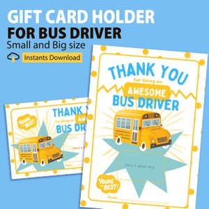 Porte-carte cadeau chauffeur de bus imprimable, Merci chauffeur de bus, cadeau de fin d'année, carte-cadeau café, appréciation du chauffeur de bus, cadeau d'appréciation