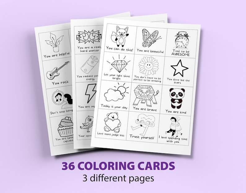 Kindness Cards for Kids PRINTABLE, Compliment Coloring Cards, Kindness ...