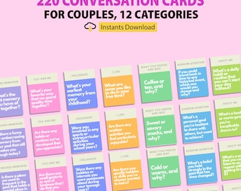 Couples Conversation Cards: 220 Date Night Starters (PDF Download A4 Size)