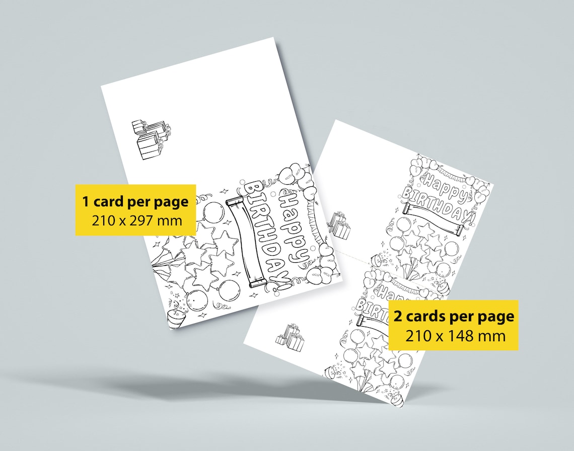 PRINTABLE Happy Birthday Coloring Card for Kids, Birthday Color Your ...