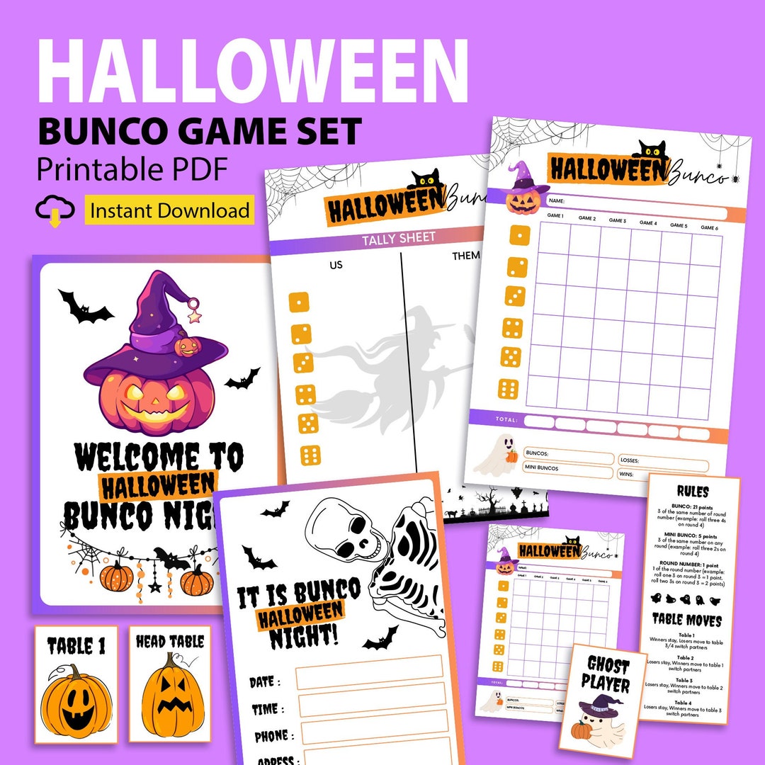 Halloween Bunco Printable Game Halloween Bunco Score Cards - Etsy