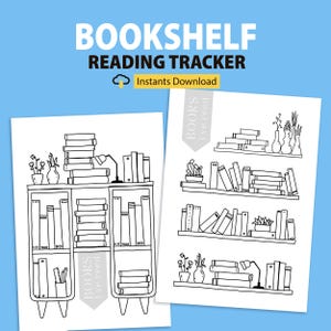 Reading Planner Bookshelf printable, Two Bookshelves, Reading Tracker, Reading Journal Download, Reading Printables, Book Tracker