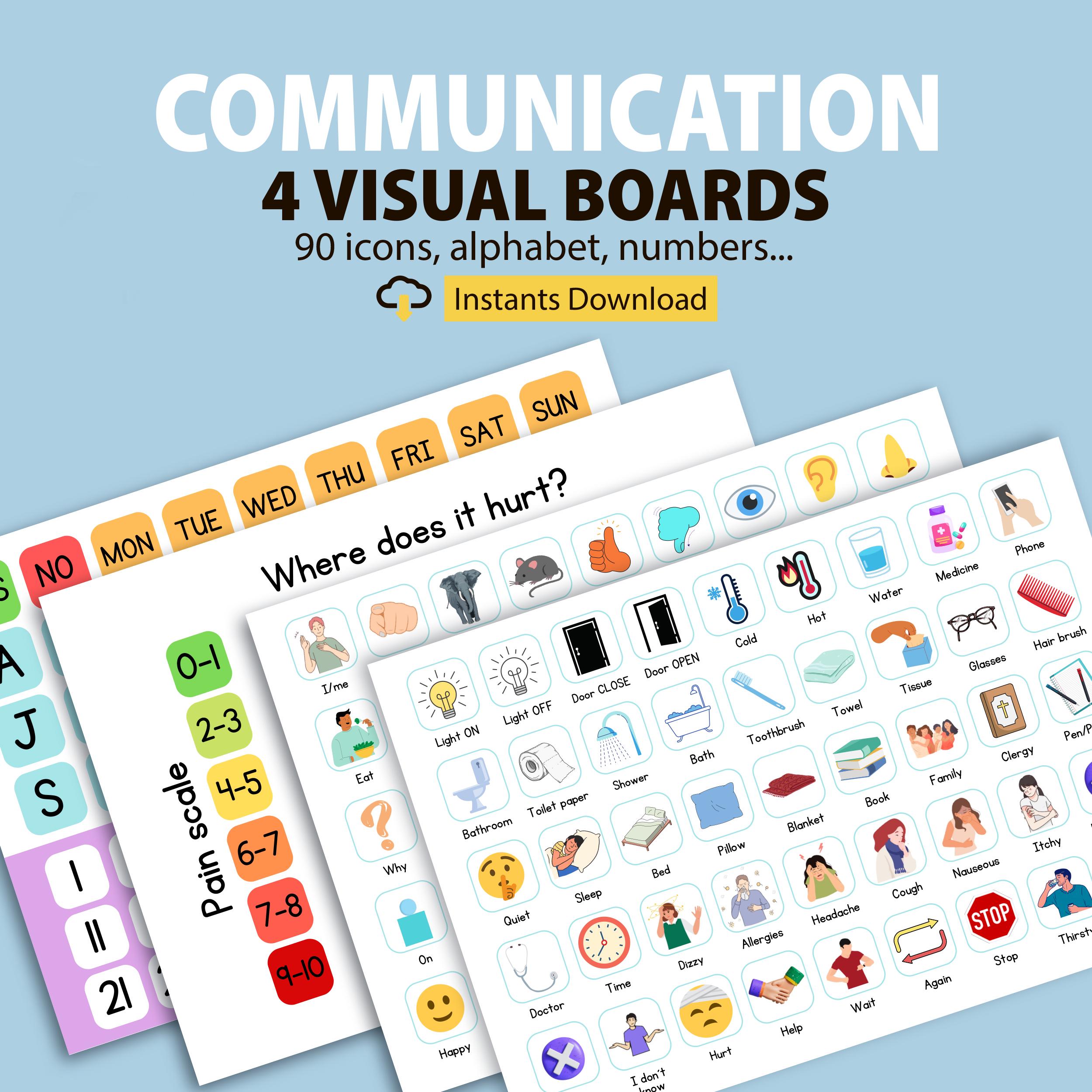 Senior Hospital Communication Board Printable, Non Verbal Visual Board ...
