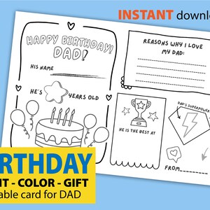 Kleurplaat gelukkige verjaardag papa, afdrukbaar invulsjabloon alles over papa, afdrukbare verjaardagskaart papa, kleurplaat papa's verjaardag