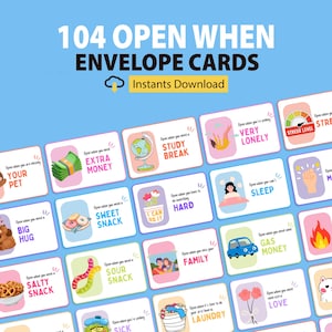 Open When Envelopes College Gifts, Open When Printable Cards, College Care Package, Open When Letters, Going Away Gifts for College Student